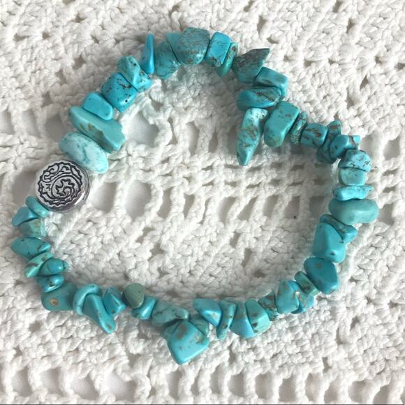 Turquoise Wood Bracelets Southwestern 4 Pc Stackable - Picture 5 of 6